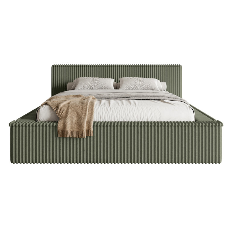 Roshan Upholstered Bed, 180cm W x 200cm L, Green