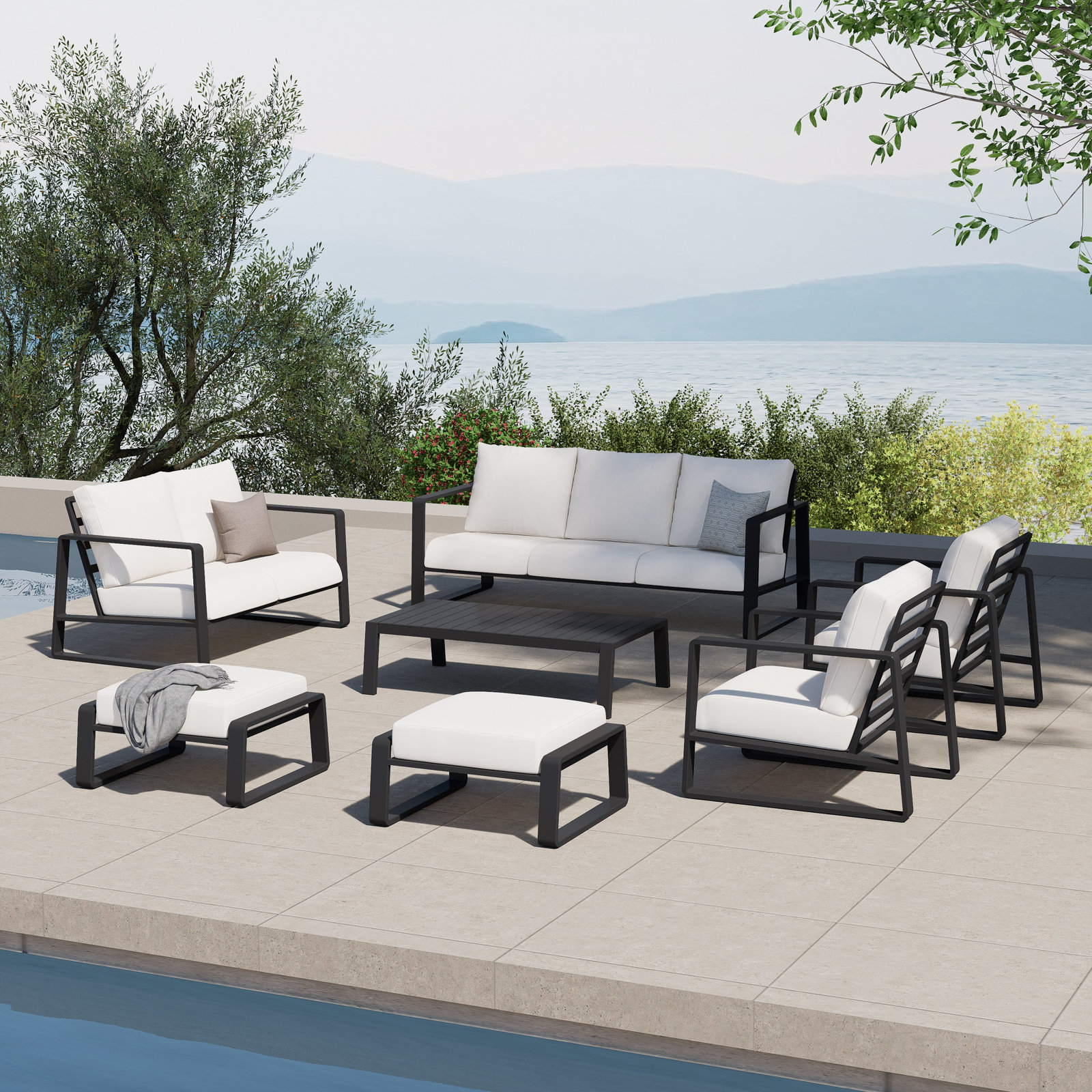 Leanna 7 - Person Outdoor Seating Group with Cushions