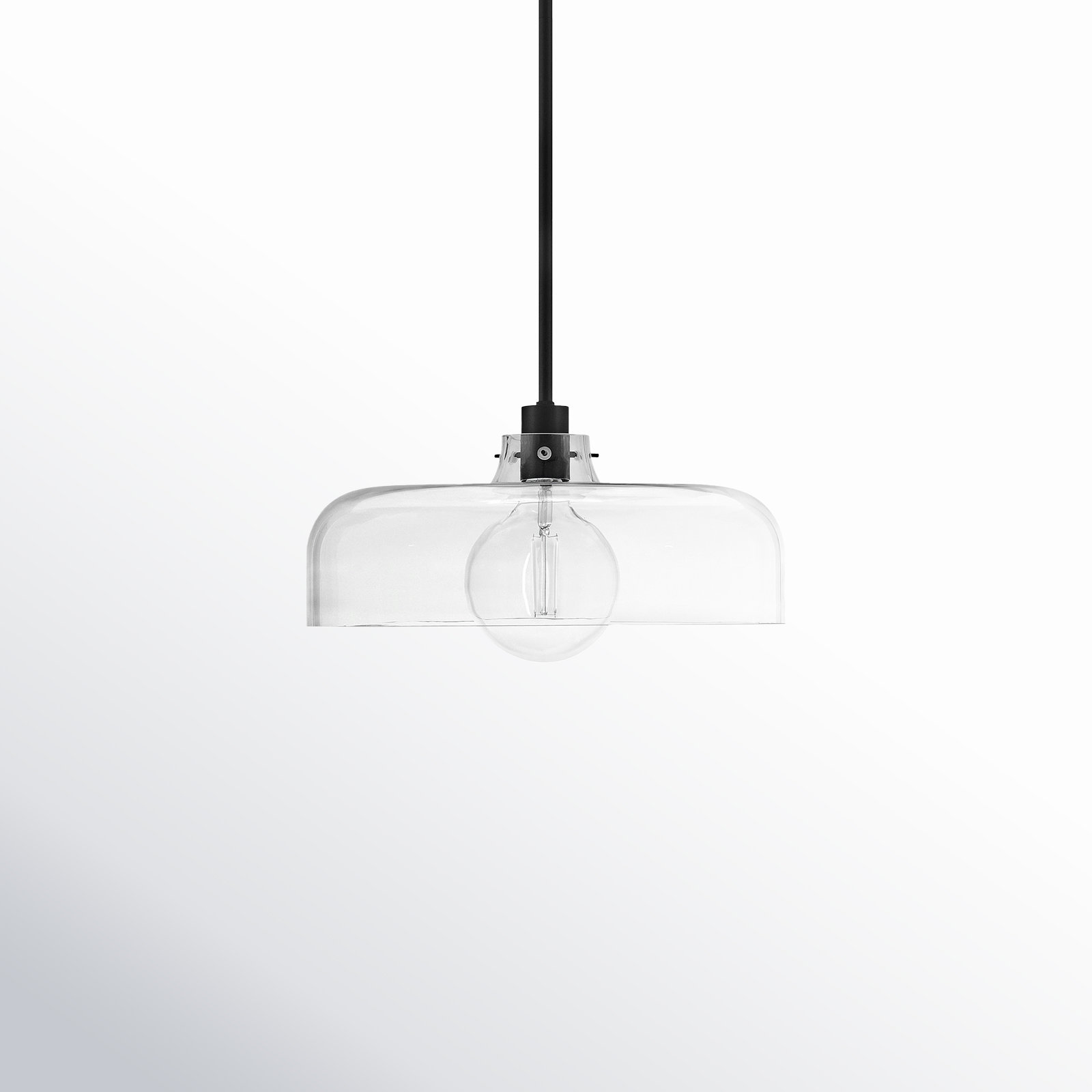 Villa Single Light Glass Steel Dimmable Pendant, Black