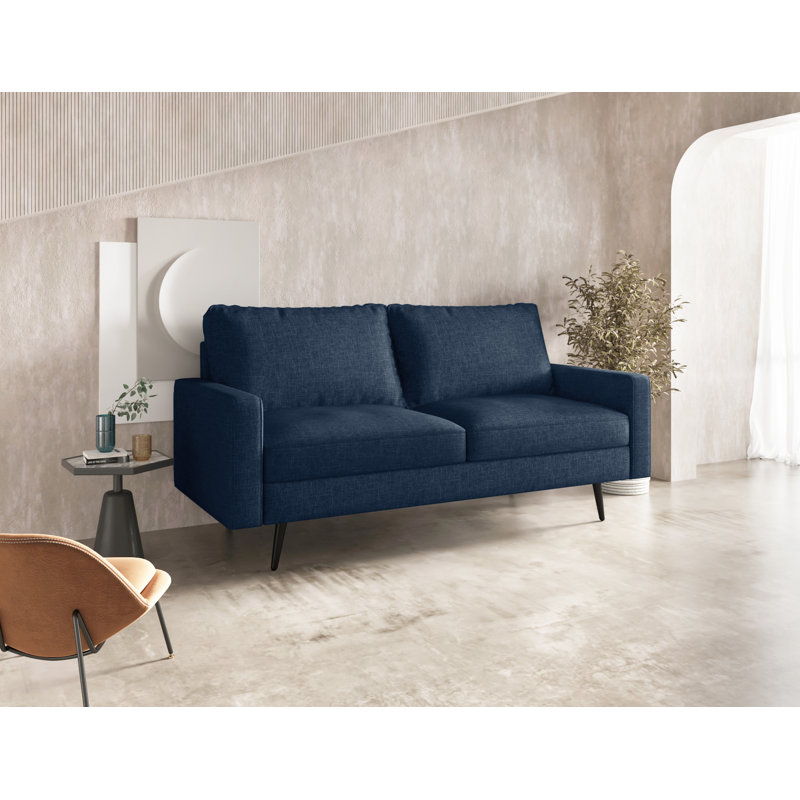 Canapé 70 avec accoudoirs carrés, Polyester bleu foncé