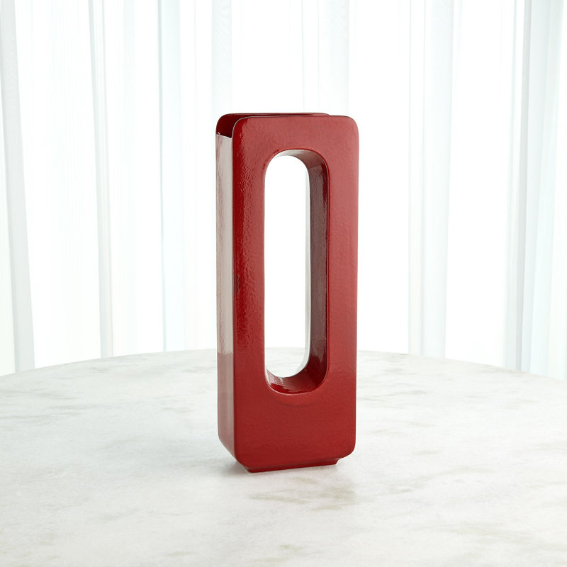 Handmade Ceramic Table Vase, Deep Red, 27" H x 5.25" W x 4.25" D