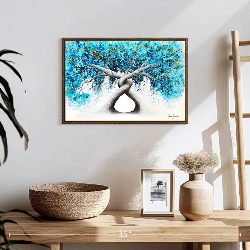 Torsion des arbres récifaux, 19 po x 13 po, Cadre flottant en noyer