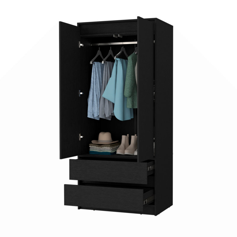 Armoire 2 tiroirs, Noir, noir, noir, noir