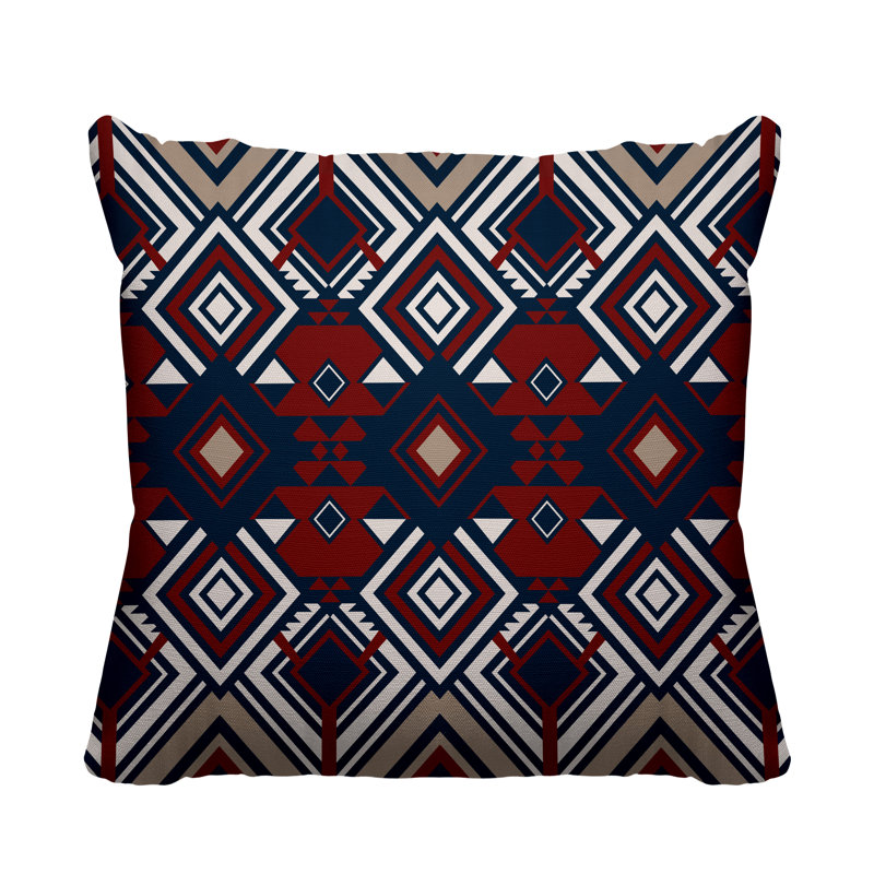 Atzi Geometric Outdoor Reversible Throw Pillow, Red, 17H" x 17W"