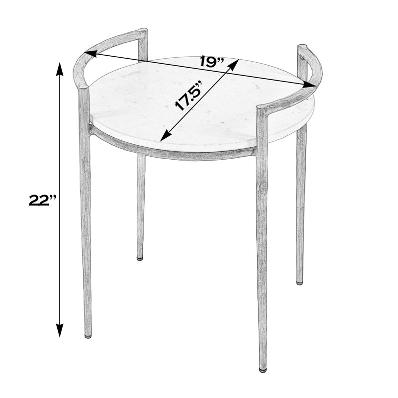 Jahsi 19 in. W Round Marble and Iron Side Table