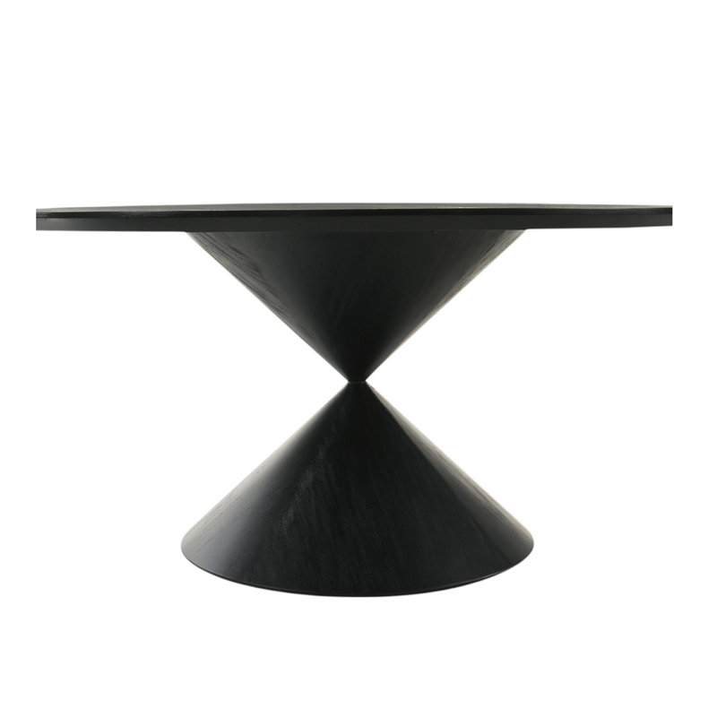 Table de salle à manger à piédestal 59 po ronde avec base en sablier, noir ébène