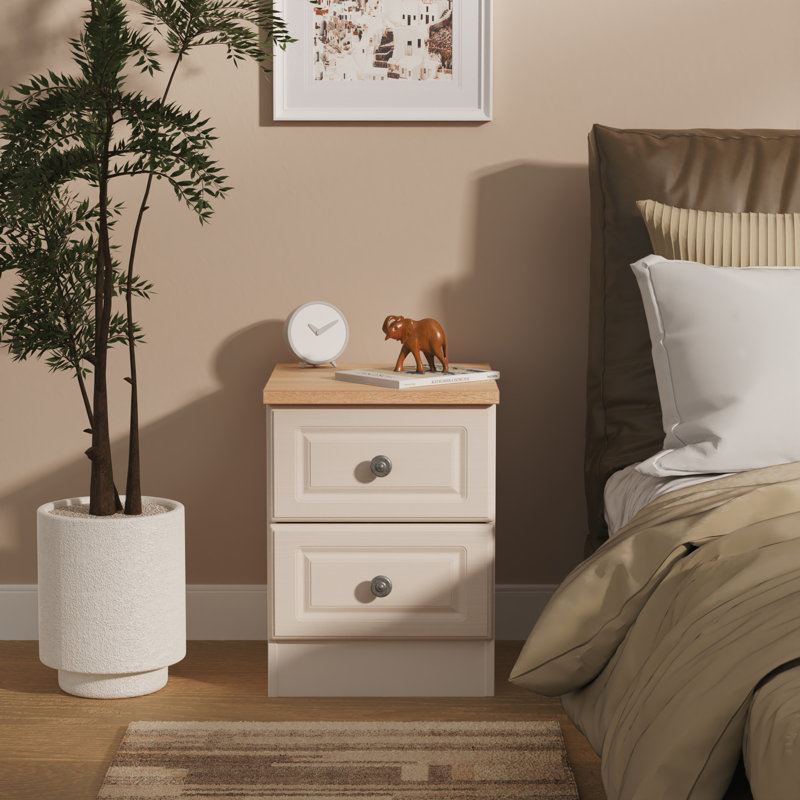 Arpelar 37cm W Manufactured Wood Bedside Table, Beige