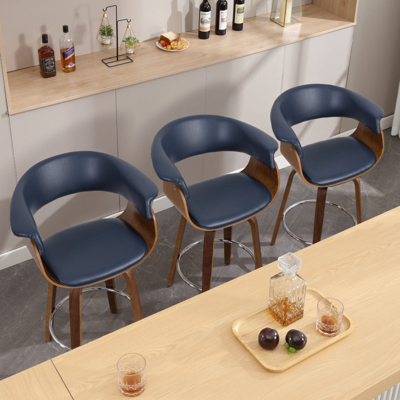 Tabouret de bar et de comptoir pivotant Draymond, Tabouret de comptoir (siège d'une hauteur de 26 p, Bleu
