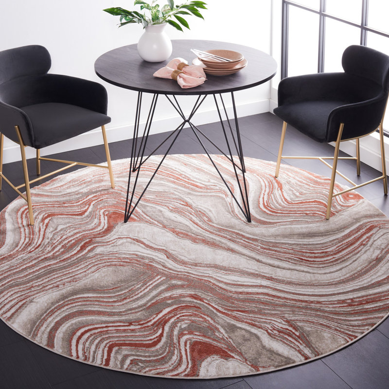 Meadow 500 Performance Abstract Rug, Round 6'7"