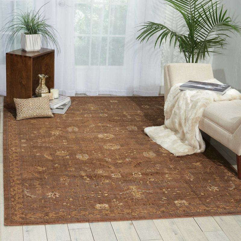 Tapis éclectique brun Dewitt, Rectangle 8 pi 6 po x 11 pi 6 po
