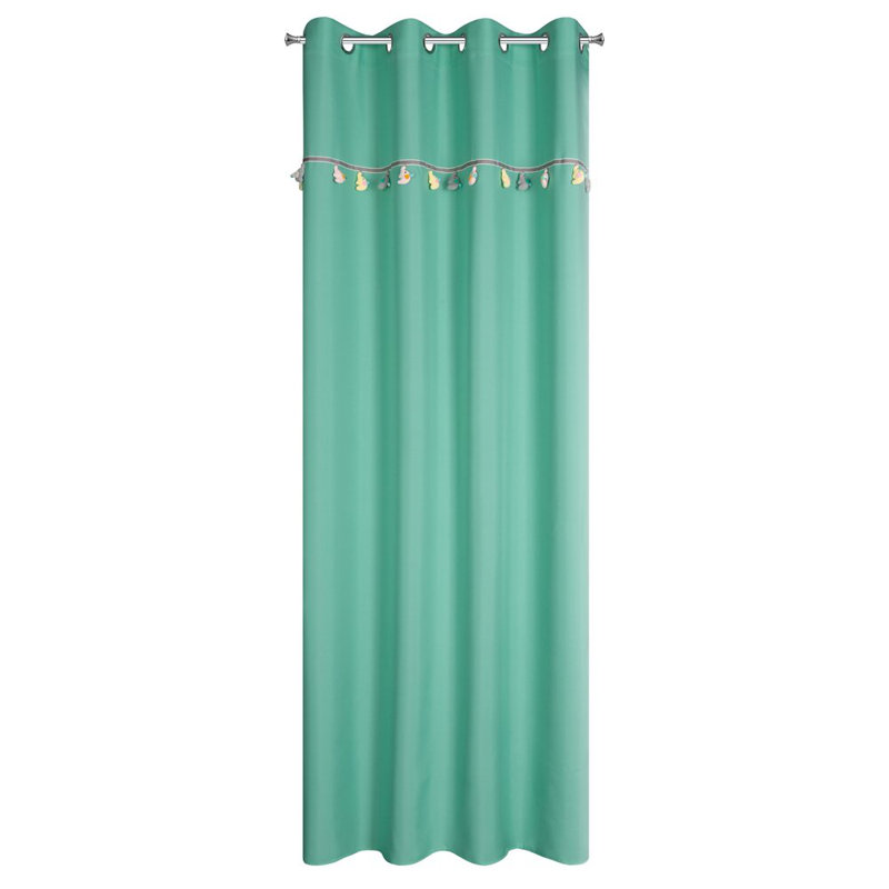 Kids Semi Sheer Curtain Single Panel, Turquoise blue