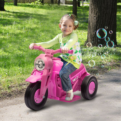 Ride on Bubble Car, 6V Kids Motorcycle, 3 Wheeled 2 MPH Electric Motorbike for Toddler with LED Headlight, Music, Forward & Reserve