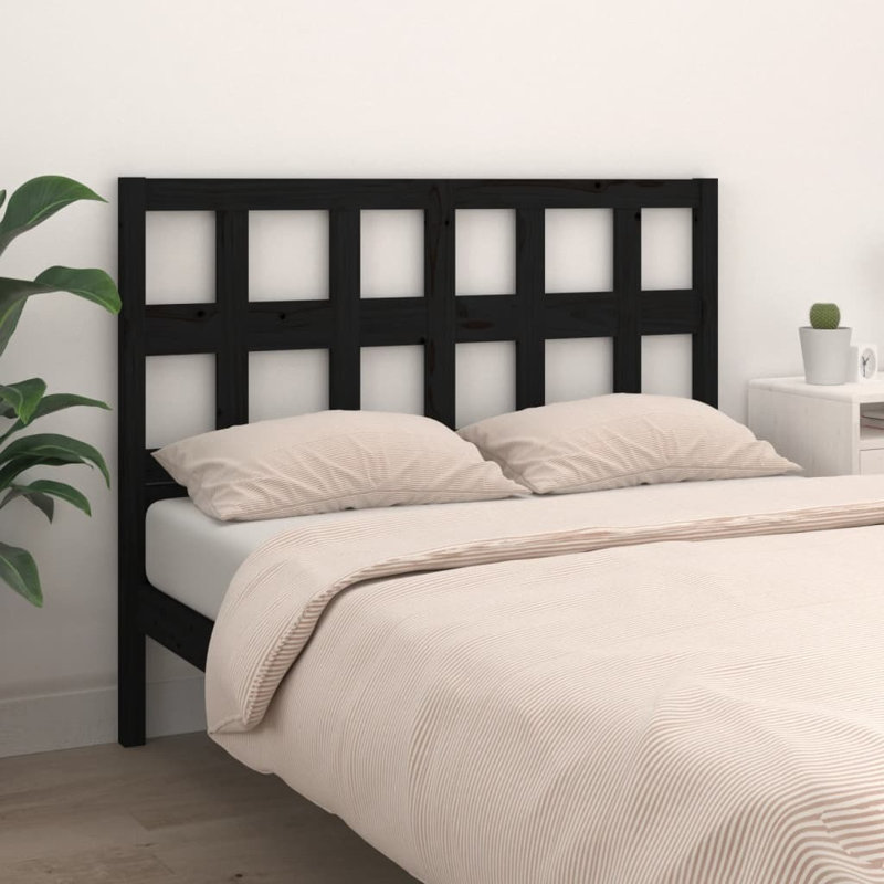 Solid Wood Headboard, Black, 100cm H x 145.5cm W