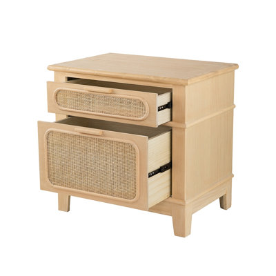 Stanislaw 26" H Bedside Table with Drawer, Brown MDF Nightstand for Coastal Traditional Bedroom