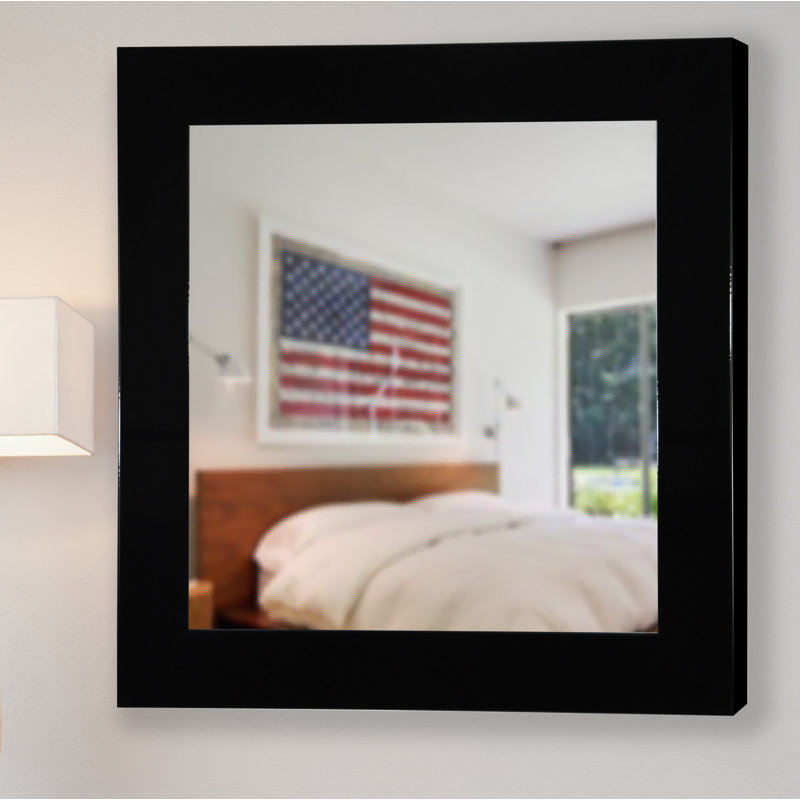 Dockery Flat Wall Mirror, 25.5" H x 25.5" W, Black