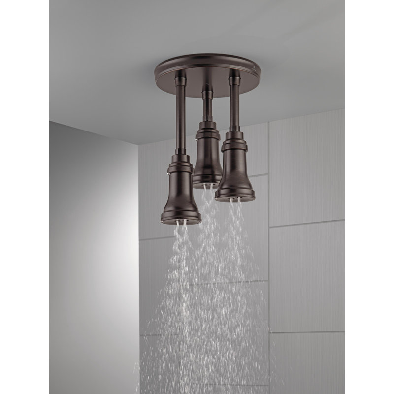 Luminaire suspendu avec tête de douche à pluie pleine technologie H2Okinetic, Bronze vénitien