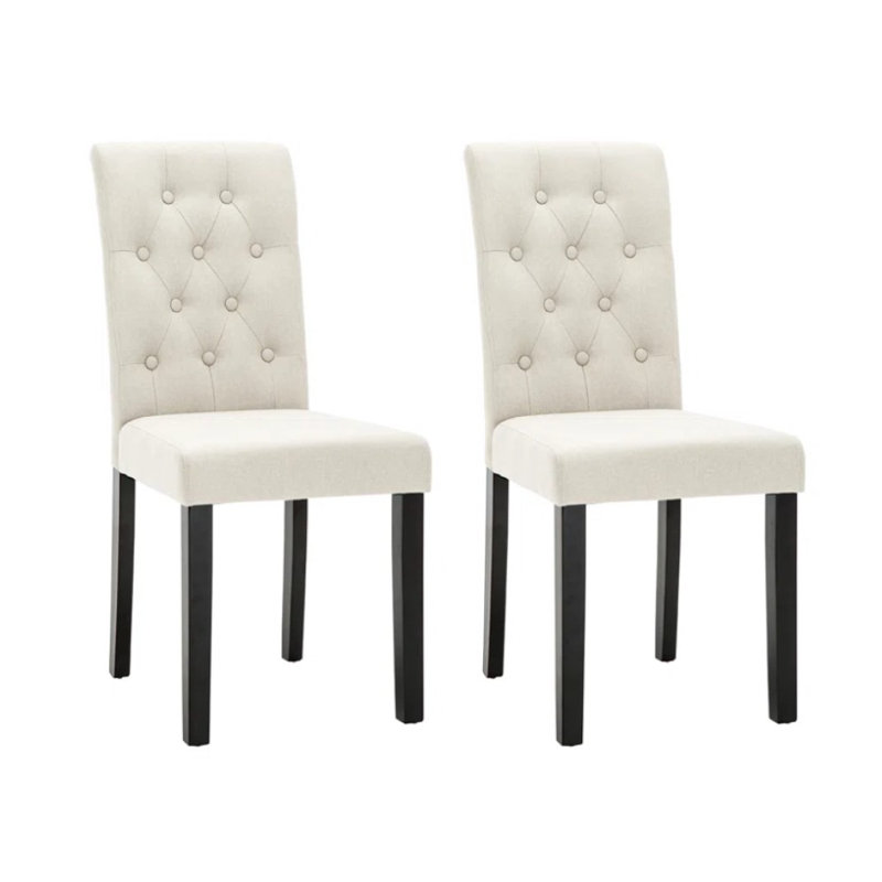 Brainard 46cm H Tufted Upholstered Side Chair, 4, Cream