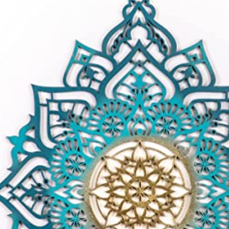 Décoration murale, Turquoise / or, H 45 po x l 33,5 po x P 0,25 po