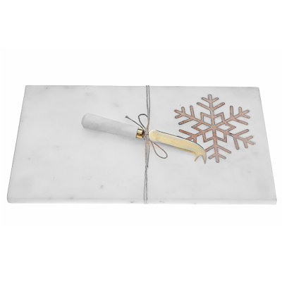 Rect. Planche à fromage en marbre avec incrustation de flocon de neige en bois