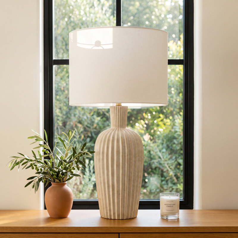 Quinta Resin Table Lamp, Light Gray