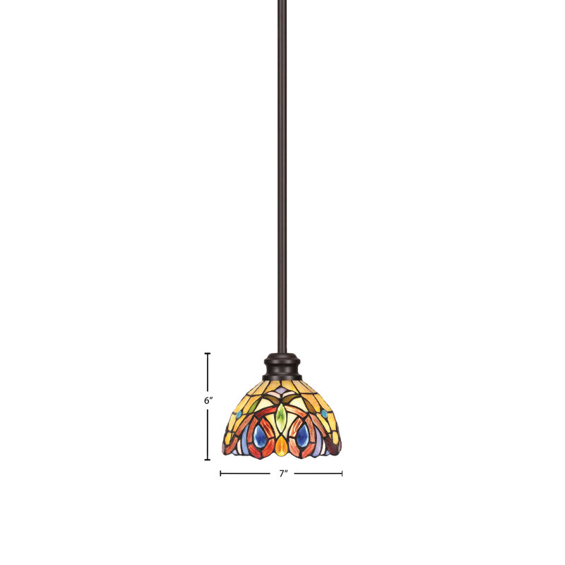 Edge Stem Hung Mini Pendant Shown In Espresso Finish With 7" Lynx Art Glass