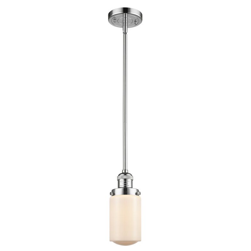 Saroyan 1 - Light Single Pendant, Brushed Satin Nickel, 6 Watt Vinage LED Bulb, Matte White