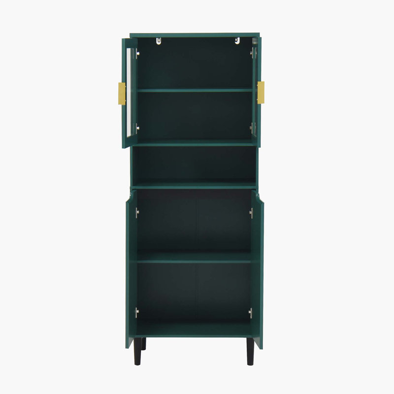 Grande armoire de rangement polyvalente pour plusieurs espaces, offrant beaucoup de rangement et un design élégant., Vert