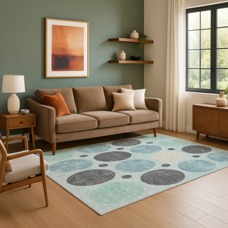 Premium Machine Washable Mayfield AMF1949 Geometric Rug, Rectangle 10' x 14'