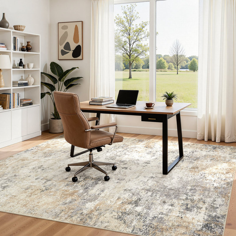 Washable Area Rugs Modern Abstract Rugs Soft Indoor Floor Mat for Dining Room Low Pile Carpet with Non Slip Backing