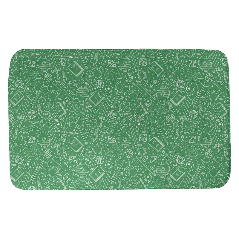 Tapis pour salle de bain rpg Leffel, l 21 po x L 34 po, Vert / blanc