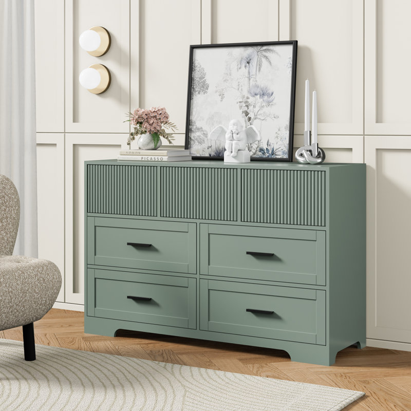 7 - Drawer 47.24"W Double Dresser, Green