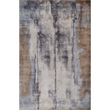Fine Pure Silk hand-knotted Silk Beige/Orange/Gold Area Rug