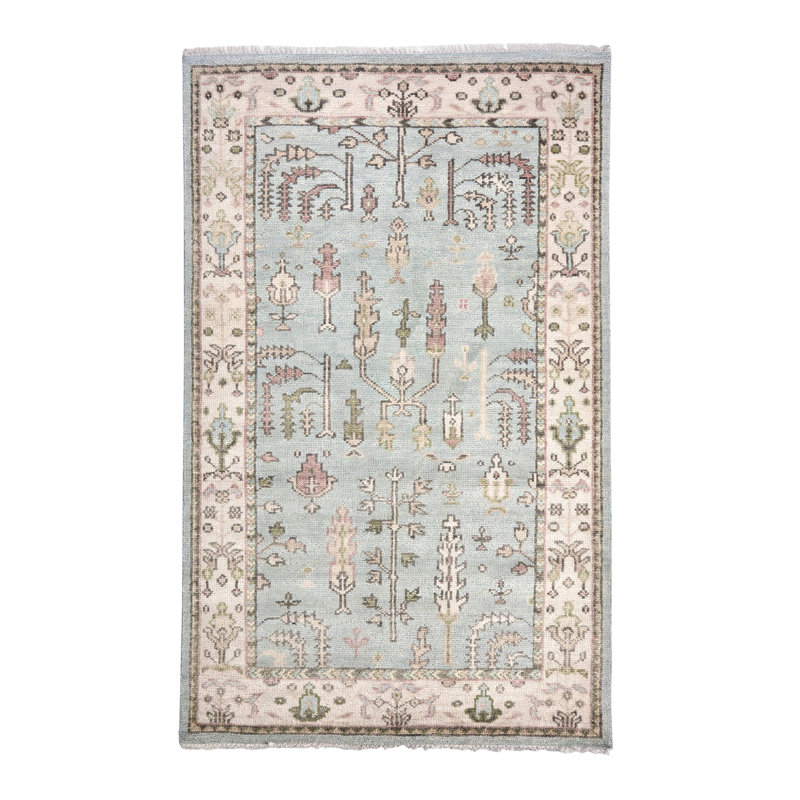 Tapis en laine noué à la main Athens Sky, Tapis de couloir 2 pi 6 po x 8 pi