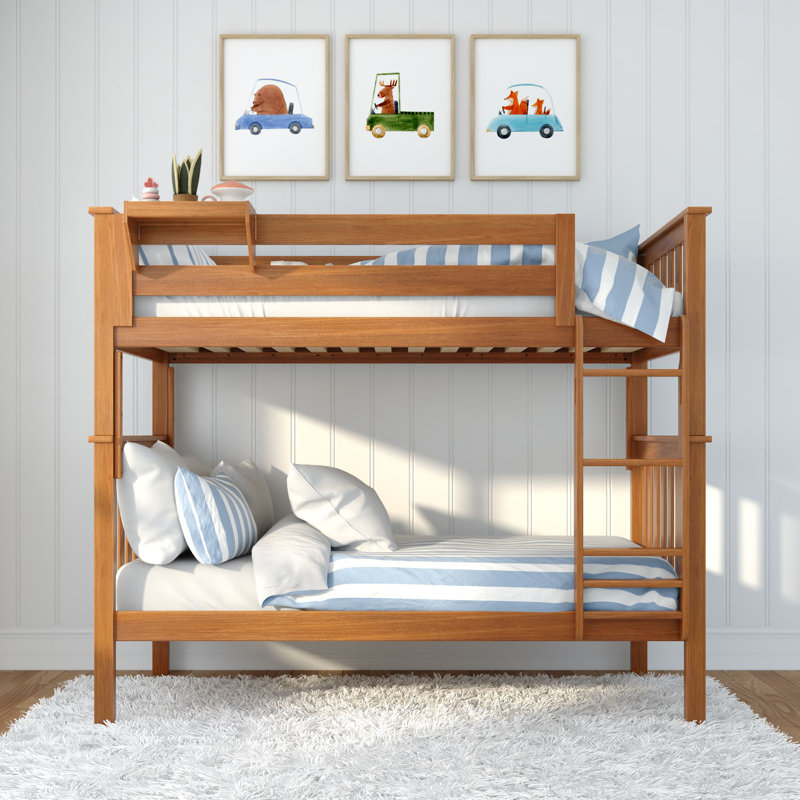 Solid Wood Standard Bunk Bed, Twin Over Twin, Pecan