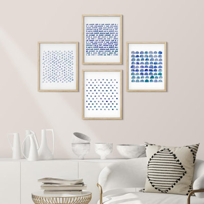 «Pastel Watercolor Blue Polygon Patterns», ensemble de 4 reproductions de cadres photo simples