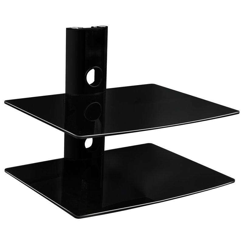 Montez-le! Système de tablettes murales doubles en verre trempé, H 4 po x l 17,5 po x P 14 po, noir