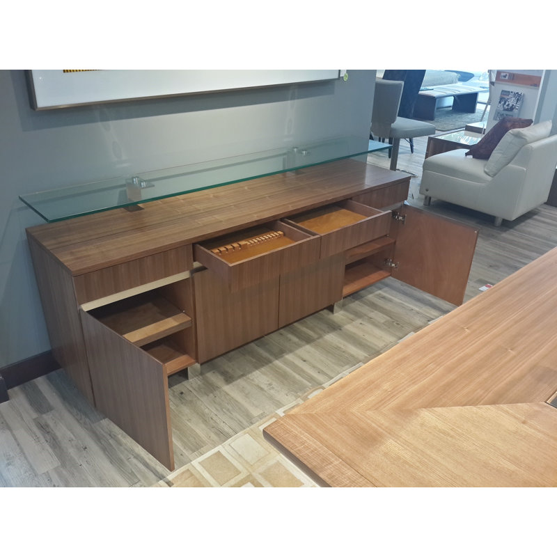 Buffet à 4 tiroirs de 80 po de largeur Naik, Brun