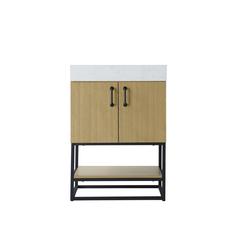 24 inch Single Bathroom Vanity, Honey Brown