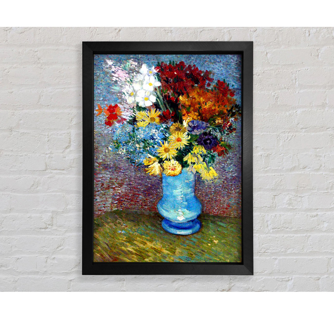 Blumen in einer blauen Vase von Vincent Van Gogh - Einzelne Bilderrahmen Kunstdrucke