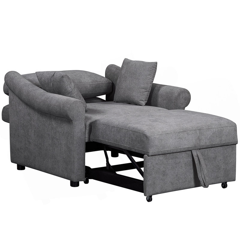 Convertible Sleeper Chair With Adjustable Backrest, 3 IN 1 Lounger Chair Turns Into Bed