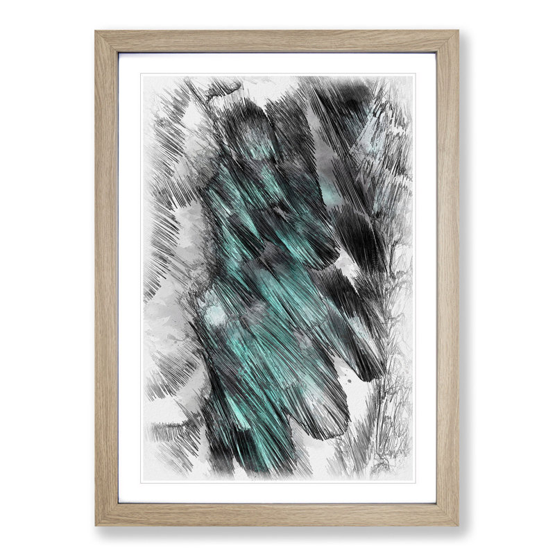 Ruffled Feathers - Single Picture Frame Painting on MDF, Oak Framed, 63cm H x 45cm W x 2cm D