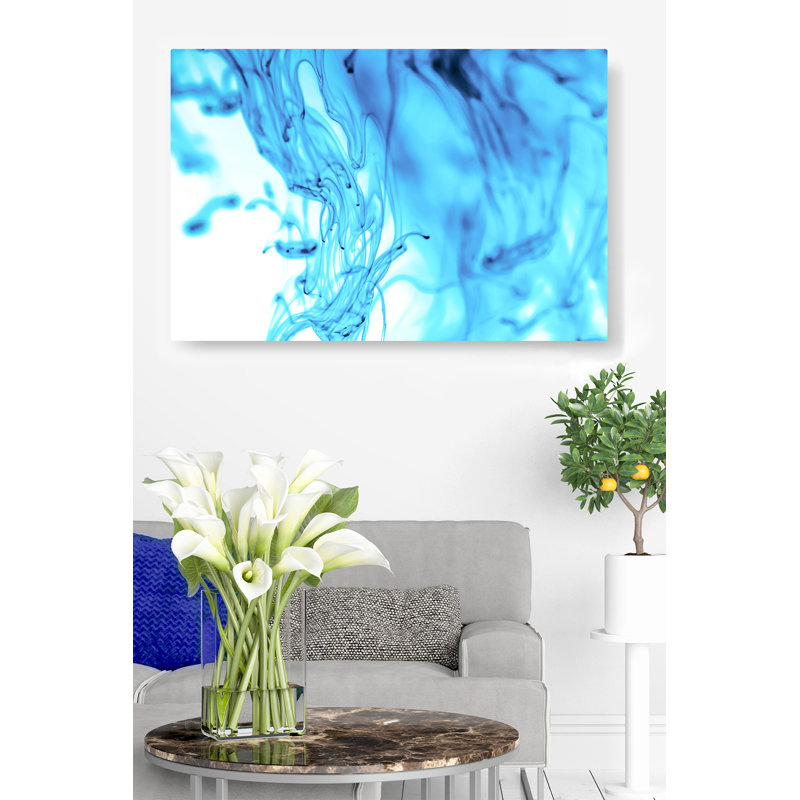 «Kerriana Blues Shower Liquide Abstract», impression sur toile tendue, H 16 po x l 24 po x 1,5 po