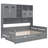 Full Size Daybed With Twin Trundle, Cabinet And Shelf In Gray Wood - Robust Size Trundle Unified Cabinet-Shelf Strong Space Managed-1564013139-1564013132