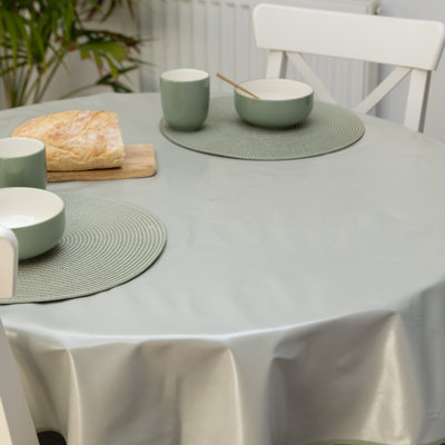 Sage Green Plain 140cm round Eco Line PVC Free Polyester Tablecloth
