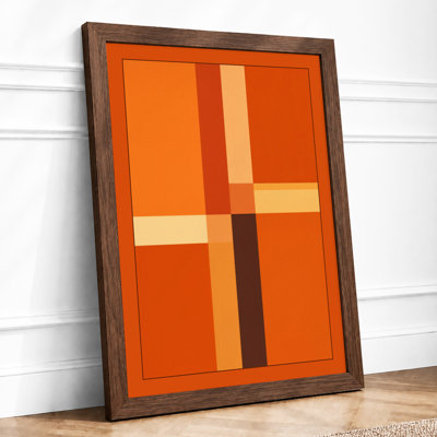 Warm Abstract Grid Geometric - Framed Print