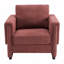 Fauteuil d'appoint rembourré avec accoudoirs en bois massif, fauteuil club carré en tissu bouclé avec coussin épais, chaise d'appoint moderne avec piètement luge pour salon et chambre-1715140336