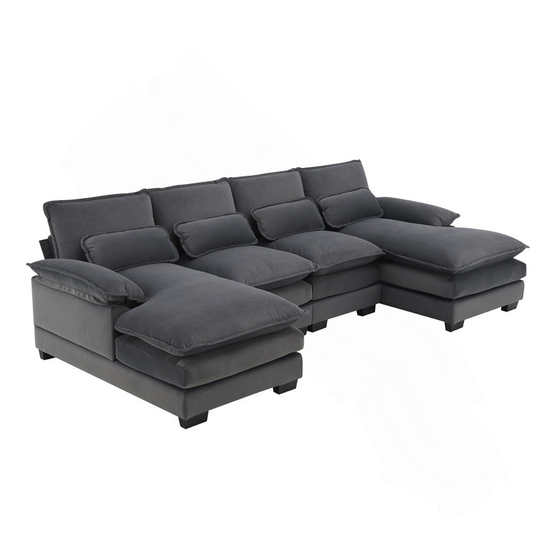 [Nouveau] Canapé modulaire moderne en U de 109,8 x 55,9 po avec coussins de taille, Gris