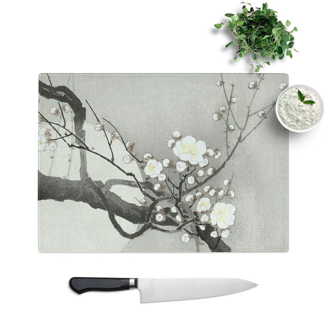 Tempered Glass Plum Blossom & Full Moon by Ohara Koson Chopping Board