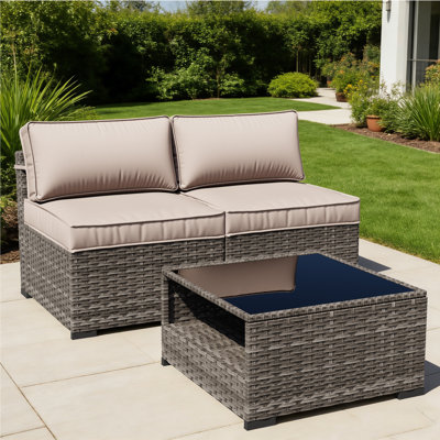 3-Piece Outdoor Set with Cushions, Weather-Ready