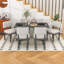 Ensemble de salle à manger 7 pièces avec table rectangulaire en bois et 6 chaises rembourrées-1190763214-1190763213